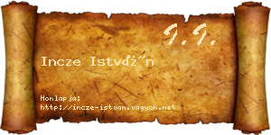 Incze István névjegykártya